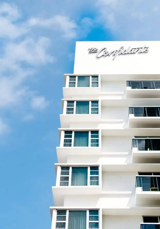 Modern beachfront hotel building